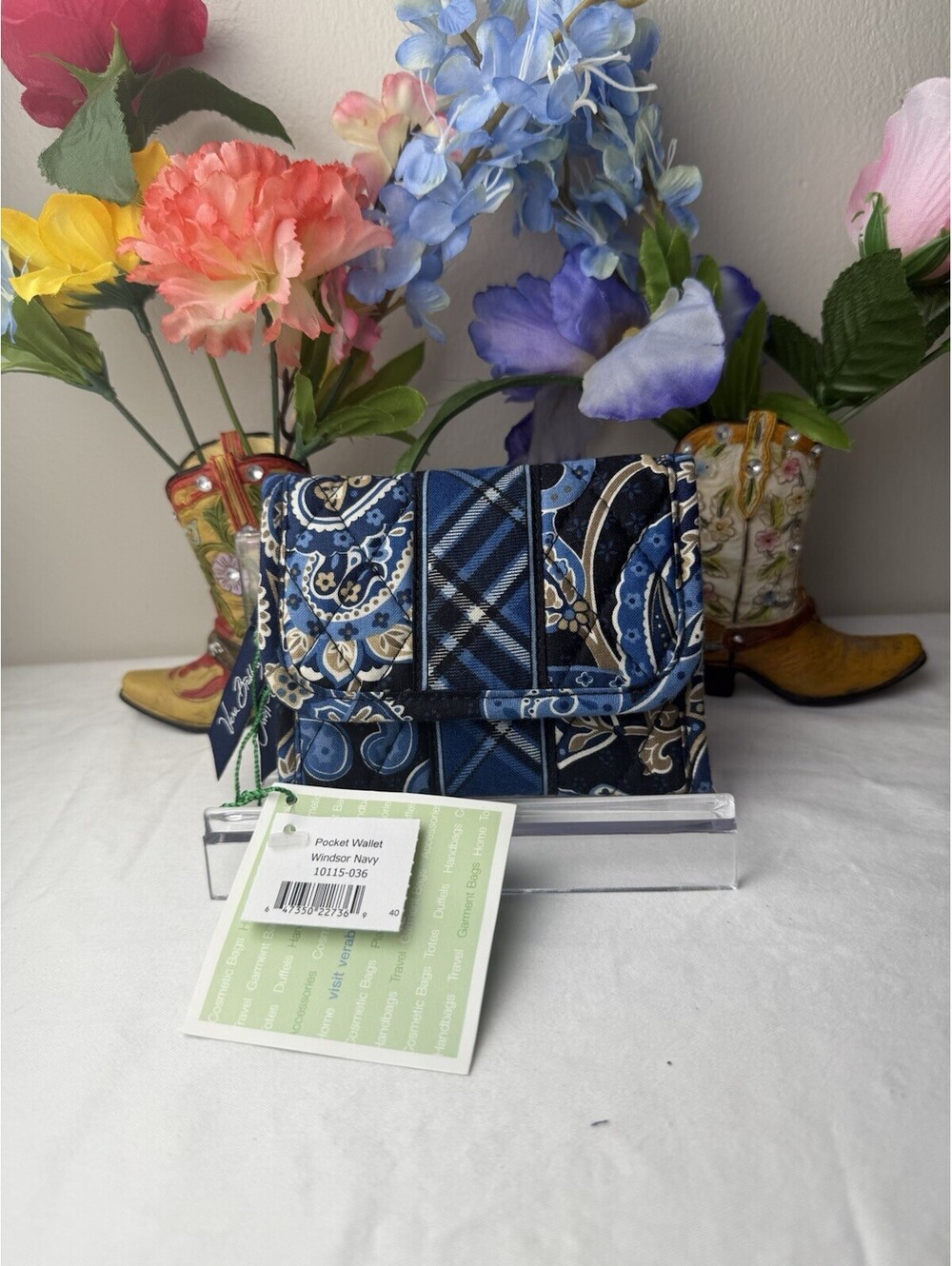 Vera Bradley Windsor Navy Pocket Wallet NWT • Retired Hard to Find • Card Case